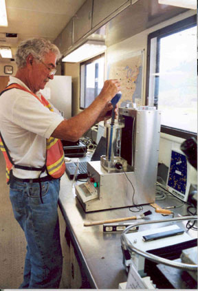 A photo of Air void analyzer testing.