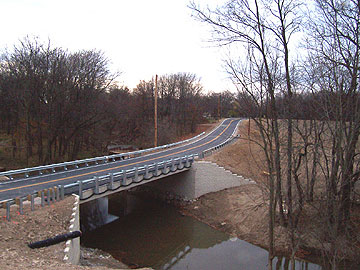 The Bowman Road Bridge in Defiance County, Ohio, was constructed using geosynthetic reinforced soil technology (GRS) for the abutments.