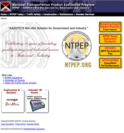 screen shot of www.ntpep.org