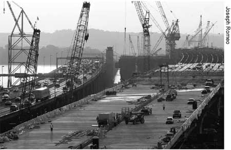 The new 12-lane Woodrow Wilson Bridge near Washington, DC, is scheduled to be completed in 2011.
