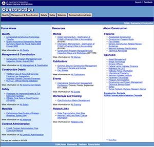  Figure 6. Photo. FHWA's Construction home Web page.