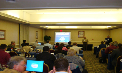 Photo. Participants listen to a presentation at FHWA's WIM/Traffic Workshop, held in Raleigh, North Carolina, in February 2009.