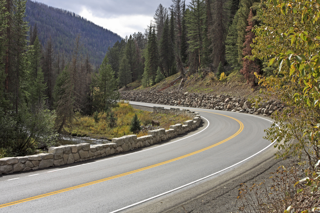 The East Entrance Road to Wyoming's Yellowstone National Park.