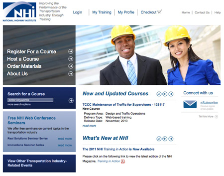 Figure 7. Screenshot. A screenshot from the home page of FHWA's National Highway Institute Web site (www.nhi.fhwa.dot.gov).
