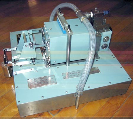 A closeup view of the Dynamic Friction Tester, which can measure pavement surface friction as a function of speed and under various conditions.