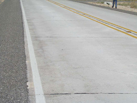 A close-up of a jointed concrete pavement.