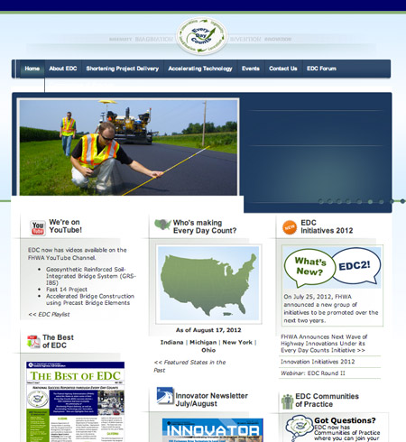 A screen shot from the home page for FHWA's Every Day Counts initiative (www.fhwa.dot.gov/everydaycounts).