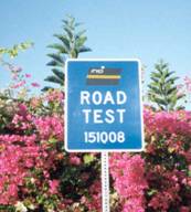 Photograph of a SHRP test section highway sign.