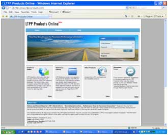 Image of LTPP Products Online browser screen
