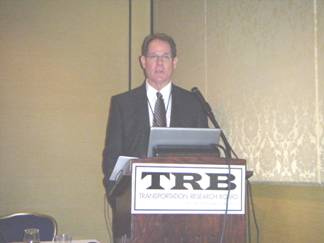 A photo of Bill Temple addressing the LTPP State Coordinators at the 88th Annual TRB Meeting.