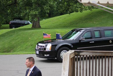 The President’s Limousine enters the events area.