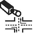 Figure 1. Logo. A camera above an intersection.The Exploratory Advanced Research Program's logo representing research on next-generation solutions for pedestrian and driver safety.