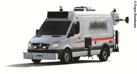 Figure 4. Photo. A view of a heavily-modified van with various equipment attached to the outside.