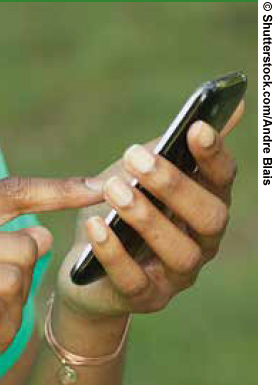 Hands holding a smartphone.