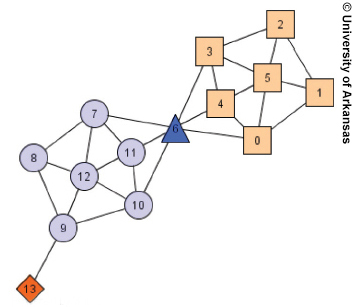 Graphic depiction of a clustering algorithm.