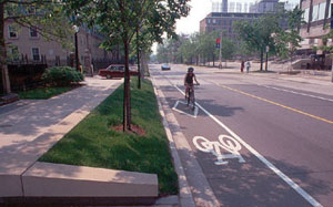 Urban roadway with bike lane 