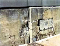 Concrete damage caused by alkali-silica reaction (ASR)