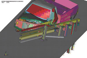 Simulation model of barrier crash. 