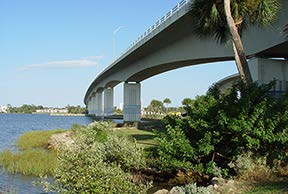 Stock photo shows a bridge as viewed from one abutment.