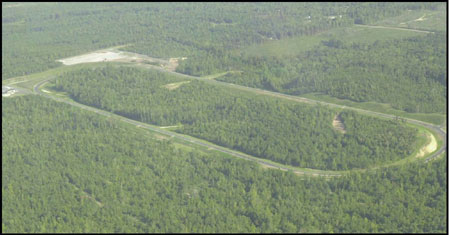 Aerial view of pavement test site