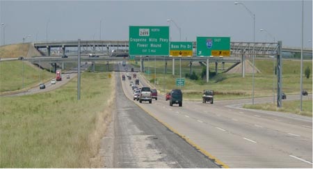 Image 2:  Photograph of highway signage and exit the North Tarrant Express project in TX