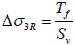 Delta times sigma subscript 3R equals T subscript f divided by S subscript v.