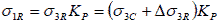 Sigma subscript 1R equals sigma subscript 3R times K subscript p equals open parenthesis sigma subscript 3C plus delta times sigma subscript 3R closed parenthesis times K subscript p.