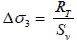 Delta times sigma subscript 3 equals R subscript T divided by S subscript v.