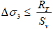 Delta times sigma subscript 3 is less than or equal to R subscript T divided by S subscript v.