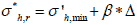 Sigma asterisk subscript h,r equals sigma prime subscript h,min plus beta times delta.