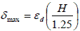 Delta subscript max equals epsilon subscript d times open parenthesis H divided by 1.25 closed parenthesis.