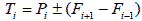 T subscript i equals P subscript i plus or minus open parenthesis F subscript i plus 1 minus F subscript i minus 1 closed parenthesis.