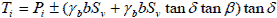 T subscript i equals P subscript i plus or minus open parenthesis gamma subscript b times b times S subscript v plus gamma subscript b times b times S subscript v times tan delta times tan beta closed parenthesis times tan delta.