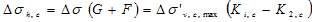 Delta times sigma subscript h,c equals delta times sigma times open parenthesis G plus F closed parenthesis equals delta times sigma prime subscript v,c,max times open parenthesis K subscript i,c minus K subscript 2,c closed parenthesis.