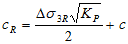 c subscript R equals delta times sigma subscript 3R times the square root of K subscript P end square root divided by 2 