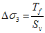 Delta times sigma subscript 3 equals T subscript f divided by S subscript v.