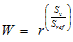 W equals r raised to the power of open parenthesis S subscript v divided by S subscript ref closed parenthesis.