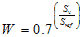 W equals 0.7 raised to the power of open parenthesis S subscript v divided by S subscript ref closed parenthesis.