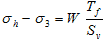 Sigma subscript h minus sigma subscript 3 equals W times T subscript f divided by S subscript v.