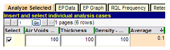 Figure 58. Screenshot. Demonstration of positive incentive provision. This screenshot depicts the SPECRISK “Analyze Selected” table that indicates that when the percent within limits for all three quality characteristics is 100, a 10 percent positive incentive payment will be made.