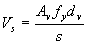 Equation 107. The equation reads V subscript s is equal to A subscript v times f subscript y times d subscript v that sum divided by s.