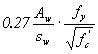 Equation 31.  The equation reads .27 times A subscript w divided by s subscript w times f subscript y divided by the square root of f prime subscript c.