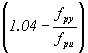 Equation 50.  The equation reads kappa equals 2 times open parentheses 1.04 minus f subscript py divided by f subscript pu close parentheses.