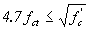 Equation 66. The equation reads 4.7 times f subscript ct less than or equal to the square root of f prime subscript c.