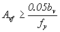 Equations 75.  The equation reads A subscript vf greater than or equal to .05 times b subscript v that sum divided by f subscript y.