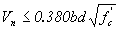 Equation 90.  The equation reads V subscript n less than or equal to .038 times b times d times the square root of f prime subscript c.