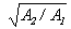 square root of A subscript s / A subscript 1