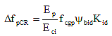Delta f subscript lowercase p uppercase C R equals the quotient of E subscript p divided by E subscript c i times f subscript c g p times psi subscript b i d times K subscript i d.