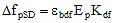 Delta f subscript lowercase p uppercase S D equals epsilon subscript b d f times E subscript p times K subscript d f.