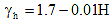 Gamma subscript h equals 1.7 minus the product of 0.01 times H.